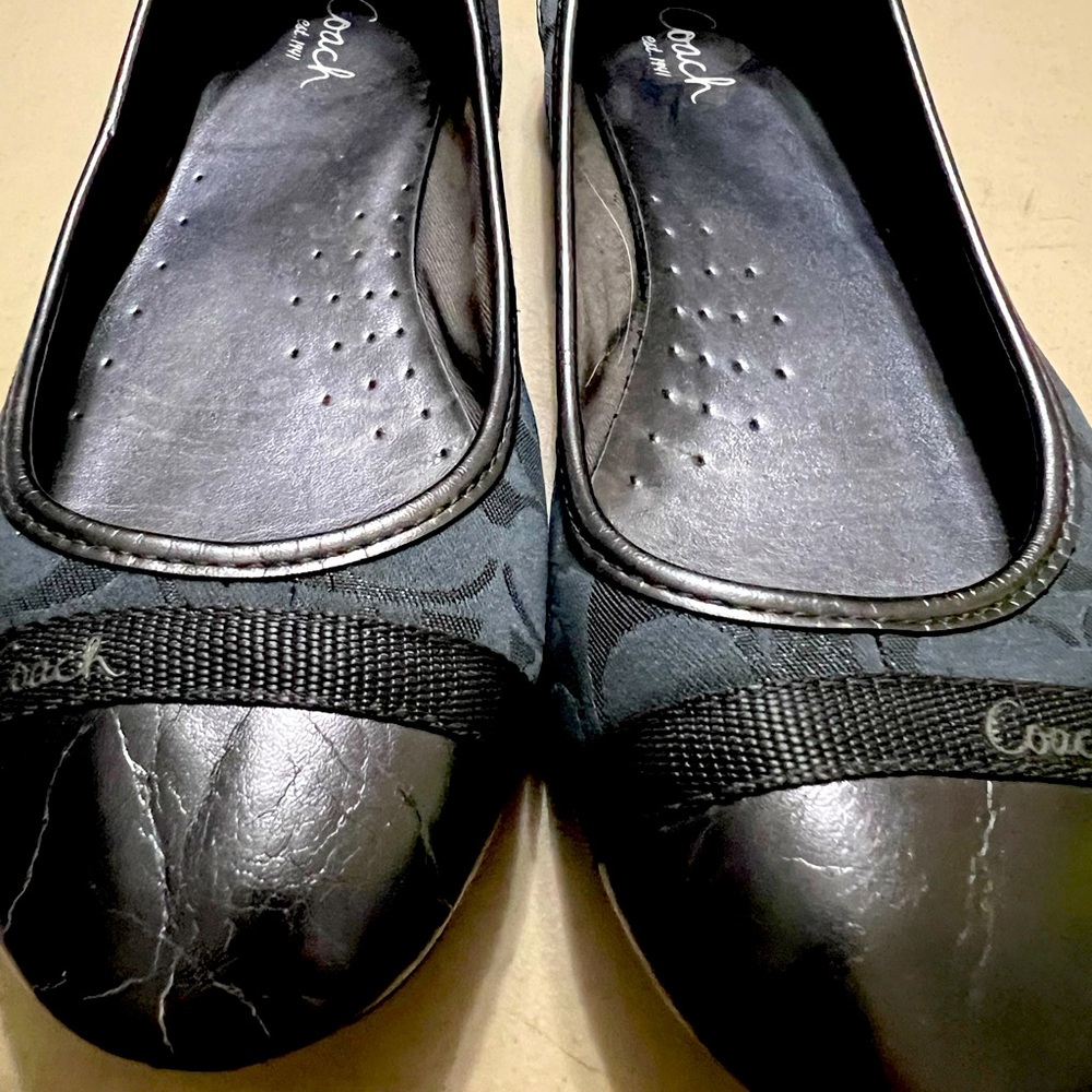 Navy Blue Coach Ballet Flats